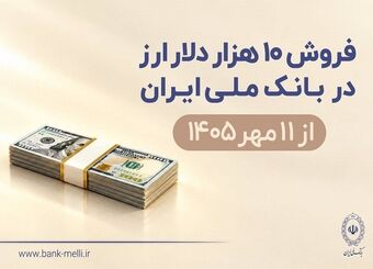 فروش 10 هزار دلار ارز در بانک ملی ایران از 11 مهرماه + شرایط دریافت