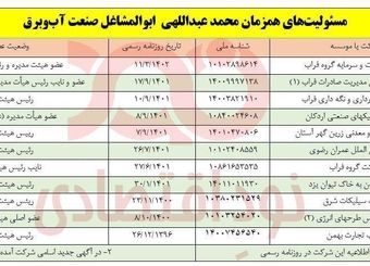 ابوالمشاغل صنعت آب و برق با ۱۱ شغل همزمان