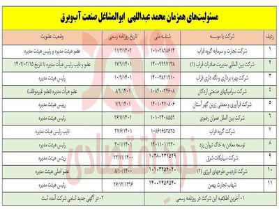 ابوالمشاغل صنعت آب و برق با ۱۱ شغل همزمان