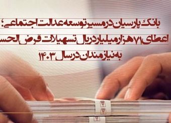 بانک پارسیان در مسیر توسعه عدالت اجتماعی؛ اعطای 71 هزار میلیارد ریال تسهیلات قرض‌الحسنه به نیازمندان در سال 1403