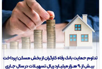 تداوم حمایت بانک رفاه کارگران از بخش مسکن؛ پرداخت بیش از 90 هزار میلیارد ریال تسهیلات در سال جاری