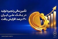 تأمین مالی زنجیره تولید در بانک ملی ایران ۴۰درصد افزایش یافت